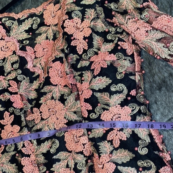 Luxury African heavy Embroidered Lace sheer embellished beaded maxi dress Sz - Picture 15 of 16